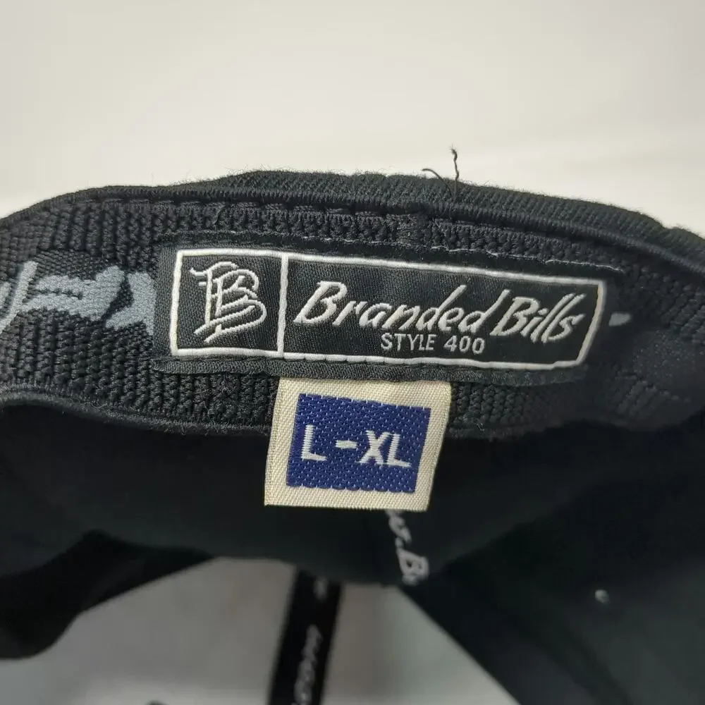 Branded Bills Baseball Cap Black XL American Flag Raised Rubber Patch Hat